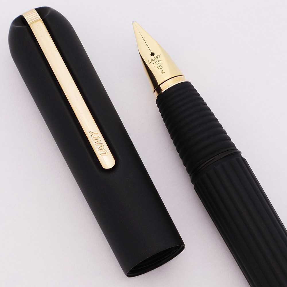 Lamy Persona Fountain Pen (1990s) - Matte Black, Ribbed Barrel, C